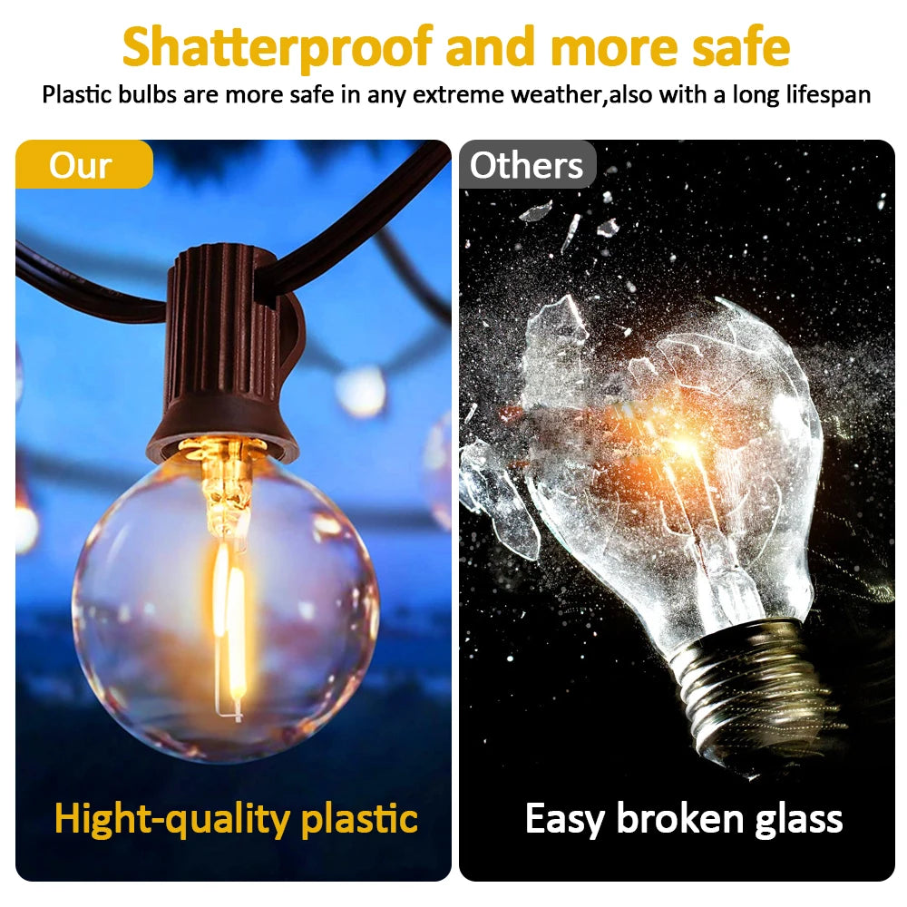 Solar Patio Lights - USB, 8 Modes