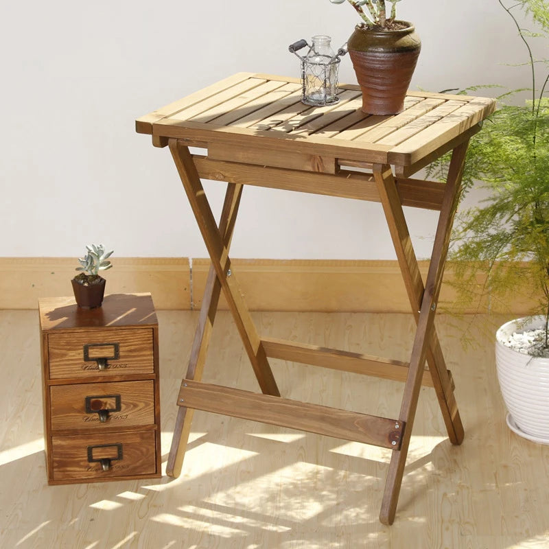 Solid Wood Folding Table – Outdoor Balcony & Garden