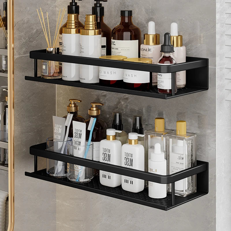 Black Aluminum Wall-Mounted Toilet Rack
