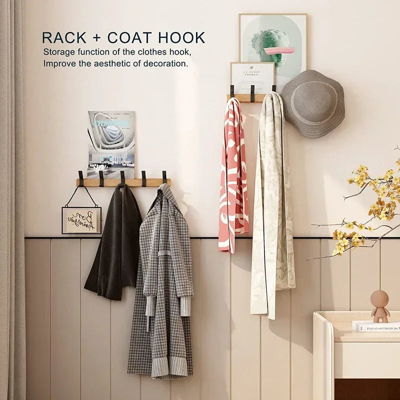 Nordic Wall-Mounted Coat Rack with 5 Movable Hooks