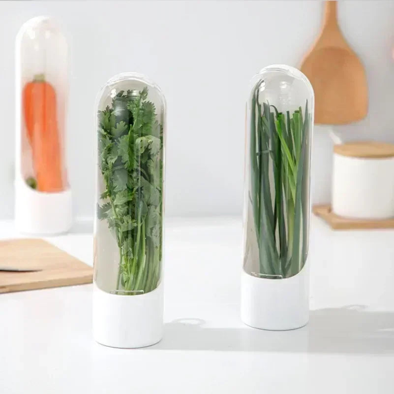 Refrigerator Herb Crisper Saver Pod Container Vegetable Preserving Bottle Keep Herb/Cilantro/Mint/Parsley/Asparagus Fresh Home