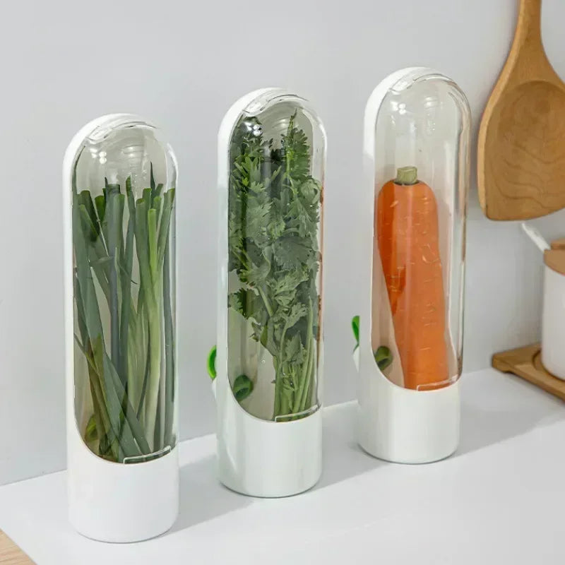Refrigerator Herb Crisper Saver Pod Container Vegetable Preserving Bottle Keep Herb/Cilantro/Mint/Parsley/Asparagus Fresh Home