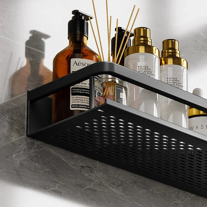 Black Aluminum Wall-Mounted Toilet Rack