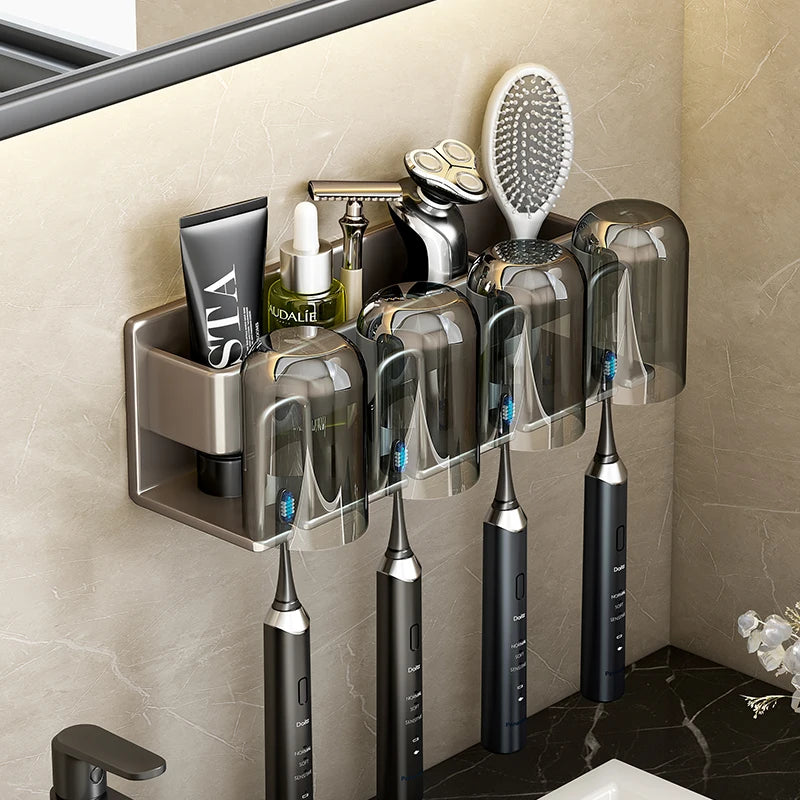 Wall-Mounted Bathroom Organizer - No Drilling Needed